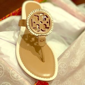 NIB Tory Burch MIller Fringe Sandal Ivory